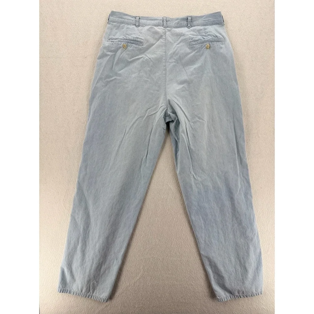 Polo Ralph Lauren - VTG Pleated Cotton Trousers - Light Blue - 34/32 - Mens